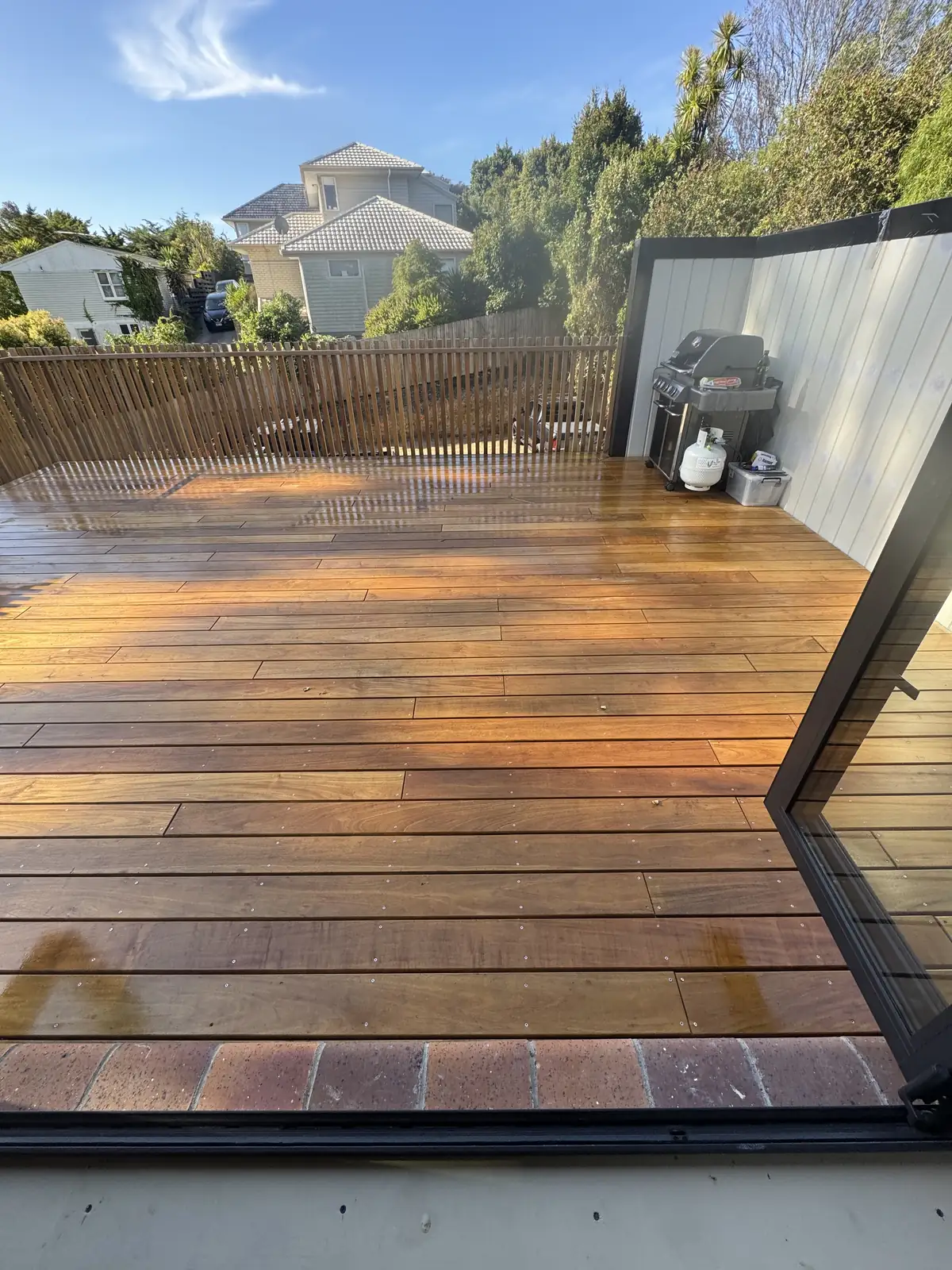 Timber deck with a barbecue area
